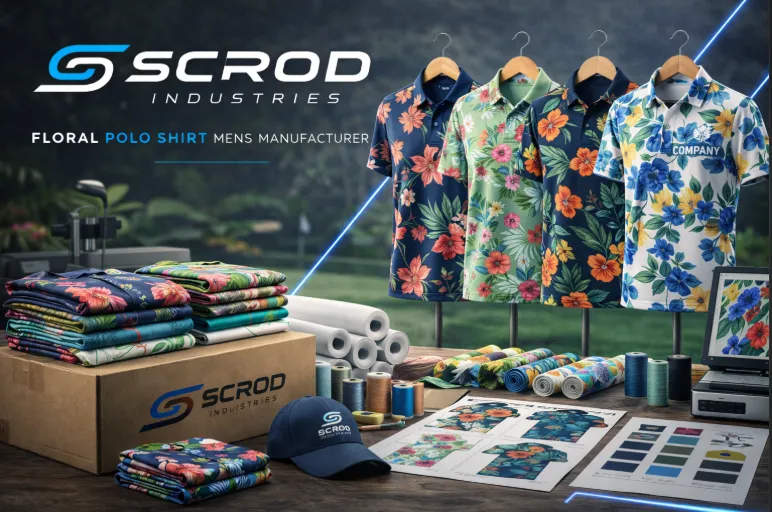 Scrod Industries floral polo shirt mens manufacturer